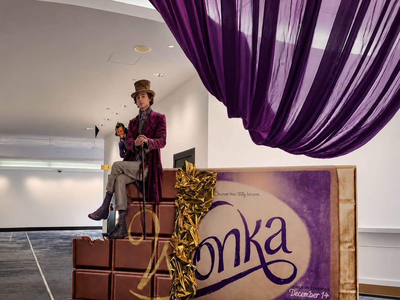 Printed and cut chocolate bar display built for a cinema foyer